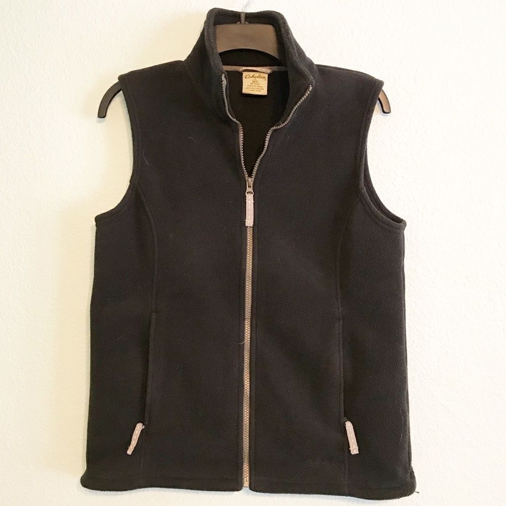 Cabela’s Vest Black Fleece Full Zip Small EUC